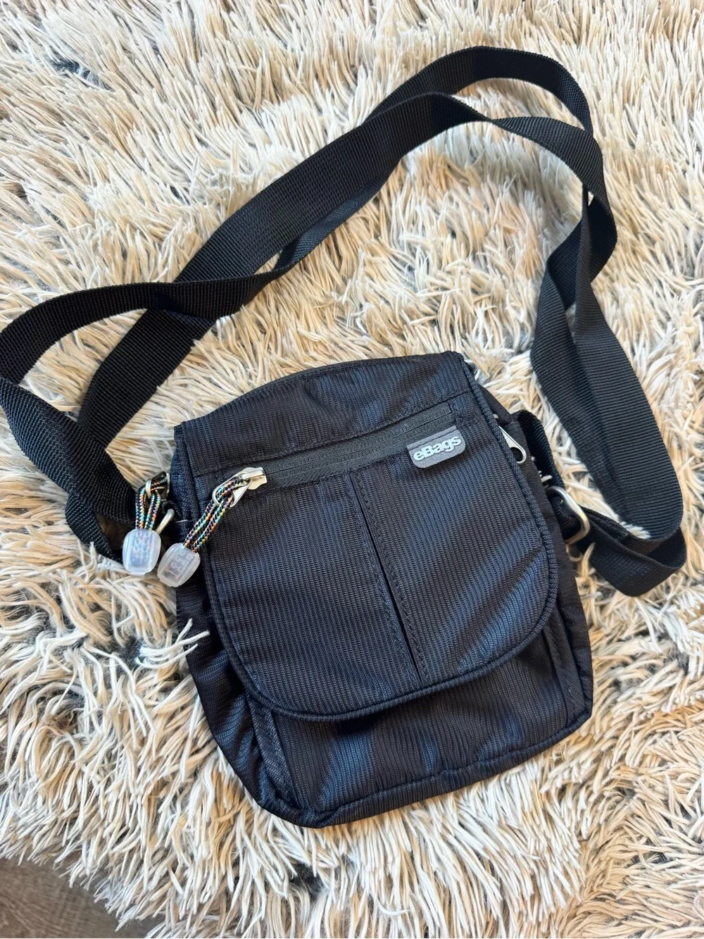 Black Compact Messenger Crossbody